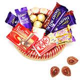 Send Delicious Chocolate Tray with Diyas to India