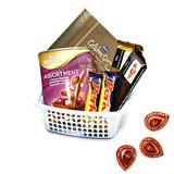 Send Assorted Chocolate Hamper with Diyas to India