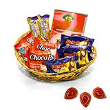 Send Basketful of Chocolates with Diyas to India
