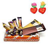 Send Yummy Chocolate Hamper with Rose Hearts to India