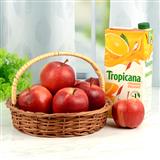 Apple and Tropicana in a Basket