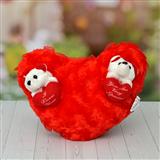 Heart Cushion With Two Teddy