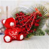 Red Teddy & Bouquet