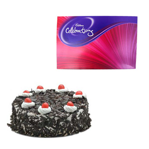 Black Forest Cake N Cadbury Chocolates Hamper