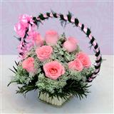 Send Basket of Pink Roses N Fillers Flowers to Mysore Send Basket of Pink Roses N Fillers Flowers to Mysore