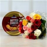 Send Multicolor Roses Bunch with Cookies Gift Hampers to Udhampur Send Multicolor Roses Bunch with Cookies Gift Hampers to Udhampur