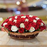 Send Red and White Roses in Oval Basket Flowers to Mysore Send Red and White Roses in Oval Basket Flowers to Mysore