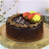 Send 1 Kg Chocolate Cake With Flower Toppings Thank You Cakes to Salem Send 1 Kg Chocolate Cake With Flower Toppings Thank You Cakes to Salem
