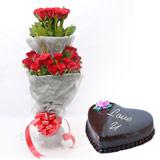 Send 55 Red Roses Bunch with Chocolate Cake Hamper Flowers & Cakes to Alwar Send 55 Red Roses Bunch with Chocolate Cake Hamper Flowers & Cakes to Alwar