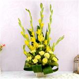 Send Basket of Gold Flowers to Dholera Send Basket of Gold Flowers to Dholera