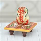 Send Auspicious Ganesha on Peacock Chowki Home Decor to Gadag Send Auspicious Ganesha on Peacock Chowki Home Decor to Gadag
