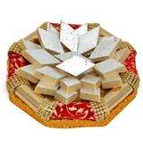 Send Kaju Barfi In Golden Red Octagon Shaped Tray Same Day Delivery to Gopalganj Send Kaju Barfi In Golden Red Octagon Shaped Tray Same Day Delivery to Gopalganj