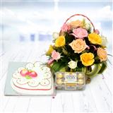 Send Delectables with Fresh Roses Gift Hampers to Sinor Send Delectables with Fresh Roses Gift Hampers to Sinor