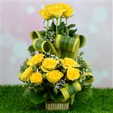 Send Wonderful 12 Yellow Roses Basket Flowers to Vallabh Send Wonderful 12 Yellow Roses Basket Flowers to Vallabh