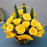 Send Wonderful 24 Yellow Roses Basket Flowers to Kausani Send Wonderful 24 Yellow Roses Basket Flowers to Kausani