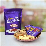 Send Chocolate Thali - 3 pcs Different flavour Dairy Milk with Home Treats in a Thali Thali to Kasargod Send Chocolate Thali - 3 pcs Different flavour Dairy Milk with Home Treats in a Thali Thali to Kasargod