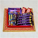 Send Chocolate Thali - Dairy Milk, Perk, Kit Kat with Chocolairs in a Thali Thali to Kausani Send Chocolate Thali - Dairy Milk, Perk, Kit Kat with Chocolairs in a Thali Thali to Kausani