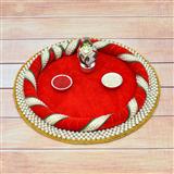 Send Puja Thali - Bati, Kalash, Nariyal, Roli Chawal with Round Red Designer Thali Puja Thali to Kasargod Send Puja Thali - Bati, Kalash, Nariyal, Roli Chawal with Round Red Designer Thali Puja Thali to Kasargod