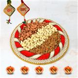 Send Diwali Dry Fruit Thali - 200gm Kaju, 200gm Almond & 200gm Raisins in a Thali Diwali Dryfruits Thali to Ranoli Send Diwali Dry Fruit Thali - 200gm Kaju, 200gm Almond & 200gm Raisins in a Thali Diwali Dryfruits Thali to Ranoli
