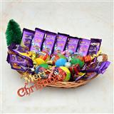 Send Dairy Milk Chocolates, Gems Ball with Christmas Tree in a Basket Christmas Hampers to Vallabh Send Dairy Milk Chocolates, Gems Ball with Christmas Tree in a Basket Christmas Hampers to Vallabh