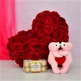Send 50 Red Roses with Kiss Teddy & Ferrero Rocher Gift Hampers to Colva Send 50 Red Roses with Kiss Teddy & Ferrero Rocher Gift Hampers to Colva
