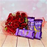 Send 24 Red Roses with 5 pcs Dairy Milk Combo Flowers & Chocolates to Bhopal Send 24 Red Roses with 5 pcs Dairy Milk Combo Flowers & Chocolates to Bhopal