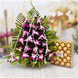 Send Purple Orchid in a Basket with Ferrero Rocher Gift Hampers to Mangalore Send Purple Orchid in a Basket with Ferrero Rocher Gift Hampers to Mangalore
