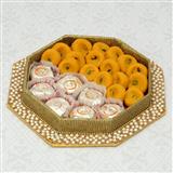 Send Sweets Thali - Kesaria Peda with mawa Bati in a Thali Thali to Tumkur Send Sweets Thali - Kesaria Peda with mawa Bati in a Thali Thali to Tumkur