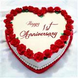 Send 1st Anniversary Heart Shape Strawberry Cake Anniversary Cakes to Tumkur Send 1st Anniversary Heart Shape Strawberry Cake Anniversary Cakes to Tumkur