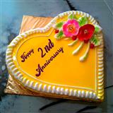 Send 2nd Anniversary Heart Shape Mango Cake Anniversary Cakes to Davangere Send 2nd Anniversary Heart Shape Mango Cake Anniversary Cakes to Davangere