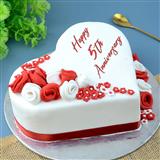 Send 5th Anniversary Fondant Vanila Cake in Heart Shape Anniversary Cakes to Tumkur Send 5th Anniversary Fondant Vanila Cake in Heart Shape Anniversary Cakes to Tumkur
