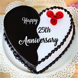Send 25th Anniversary Chocolate Cake in Heart Shape Anniversary Cakes to Hoshangabad Send 25th Anniversary Chocolate Cake in Heart Shape Anniversary Cakes to Hoshangabad