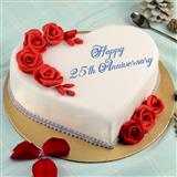 Send 25th Anniversary Heart Shape Fondant Cake Anniversary Cakes to Vadnagar Send 25th Anniversary Heart Shape Fondant Cake Anniversary Cakes to Vadnagar