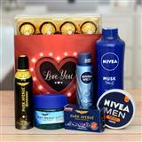Send Love You Ferrero Rocher With Mens Care Hamper Gift Hampers to Hubli Send Love You Ferrero Rocher With Mens Care Hamper Gift Hampers to Hubli