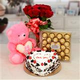 Send Black Forest Cake & Chocolate With Roses & Teddy Hamper Flower Hampers to Elavur Send Black Forest Cake & Chocolate With Roses & Teddy Hamper Flower Hampers to Elavur