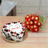 Send Chocolate Bouquet With Heart Shape Black Forest Cake Gift Hampers to Umreth Send Chocolate Bouquet With Heart Shape Black Forest Cake Gift Hampers to Umreth
