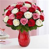 Send 36 Multicolor Roses in a Vase Flowers to Sinor Send 36 Multicolor Roses in a Vase Flowers to Sinor