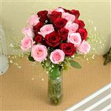 Send 24 Pcs Pink & Red Roses in a Vase Flowers to Sangrur Send 24 Pcs Pink & Red Roses in a Vase Flowers to Sangrur