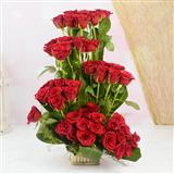 Send 48 Pcs Red Rose Basket Flowers to Sinor Send 48 Pcs Red Rose Basket Flowers to Sinor