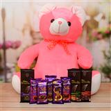 Send Pink Teddy With Silk & Bournville Hamper Gift Hampers to Madurai Send Pink Teddy With Silk & Bournville Hamper Gift Hampers to Madurai