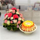 Send Happy Birthday Butter Scotch Cake With Pink Flower Basket Gift Hampers to Bhaktal Send Happy Birthday Butter Scotch Cake With Pink Flower Basket Gift Hampers to Bhaktal