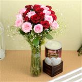 Send Rasgulla With Red & Pink Roses In A Vase Gift Hampers to Kachiguda Send Rasgulla With Red & Pink Roses In A Vase Gift Hampers to Kachiguda