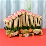 Send Designer Rose Basket With Ferrero Rocher Flowers & Chocolates to Bhavnagar Send Designer Rose Basket With Ferrero Rocher Flowers & Chocolates to Bhavnagar