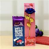 Send Dairy Milk Silk In Blue Wrap With Rose Valentines Day to Gokak Send Dairy Milk Silk In Blue Wrap With Rose Valentines Day to Gokak