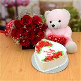 Send Valentine's Day Cake With Roses & Teddy Gift Hampers to Vellore Send Valentine's Day Cake With Roses & Teddy Gift Hampers to Vellore