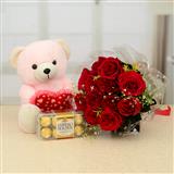 Send Ferrero Rocher With Teddy & Roses Gift Hampers to Solapur, Karnataka Send Ferrero Rocher With Teddy & Roses Gift Hampers to Solapur, Karnataka