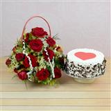 Send Yummy Black Forest Cake & Rose Basket Flowers & Cakes to Gokak Send Yummy Black Forest Cake & Rose Basket Flowers & Cakes to Gokak