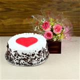 Send Delish Black Forest Cake & Rose Pot Flowers & Cakes to Jehanabad Send Delish Black Forest Cake & Rose Pot Flowers & Cakes to Jehanabad