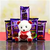 Send Finely Stacked Dairy Milk Hamper & Teddy Same Day Delivery to Vellore Send Finely Stacked Dairy Milk Hamper & Teddy Same Day Delivery to Vellore