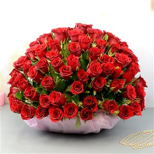 Send 100 Roses Basket to Hyderabad